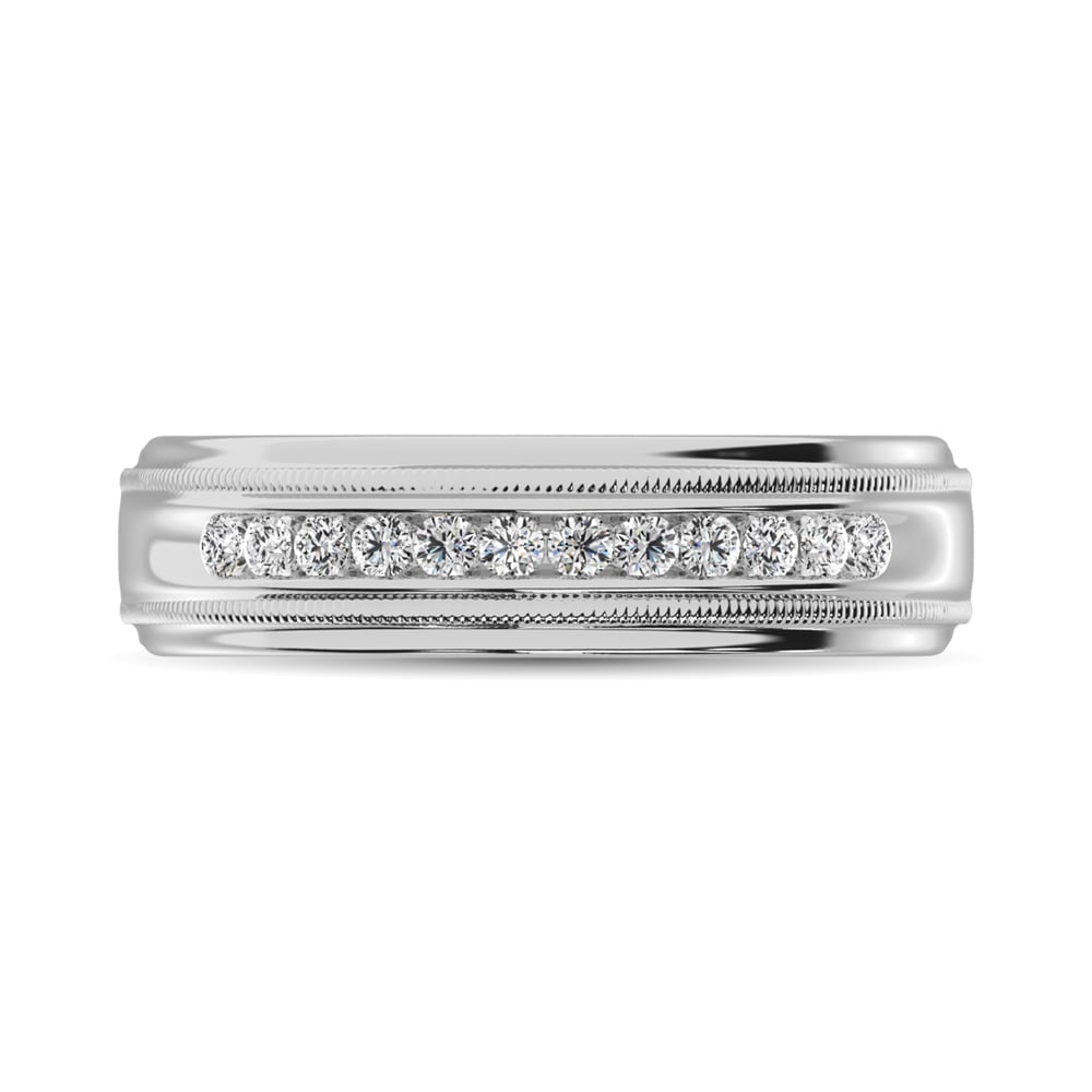 14K White Gold 1/4 Ct.Tw. Diamond Mens Machine Band