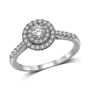 14K White Gold 1/2 Ct.Tw. Diamond Halo Engagement Ring