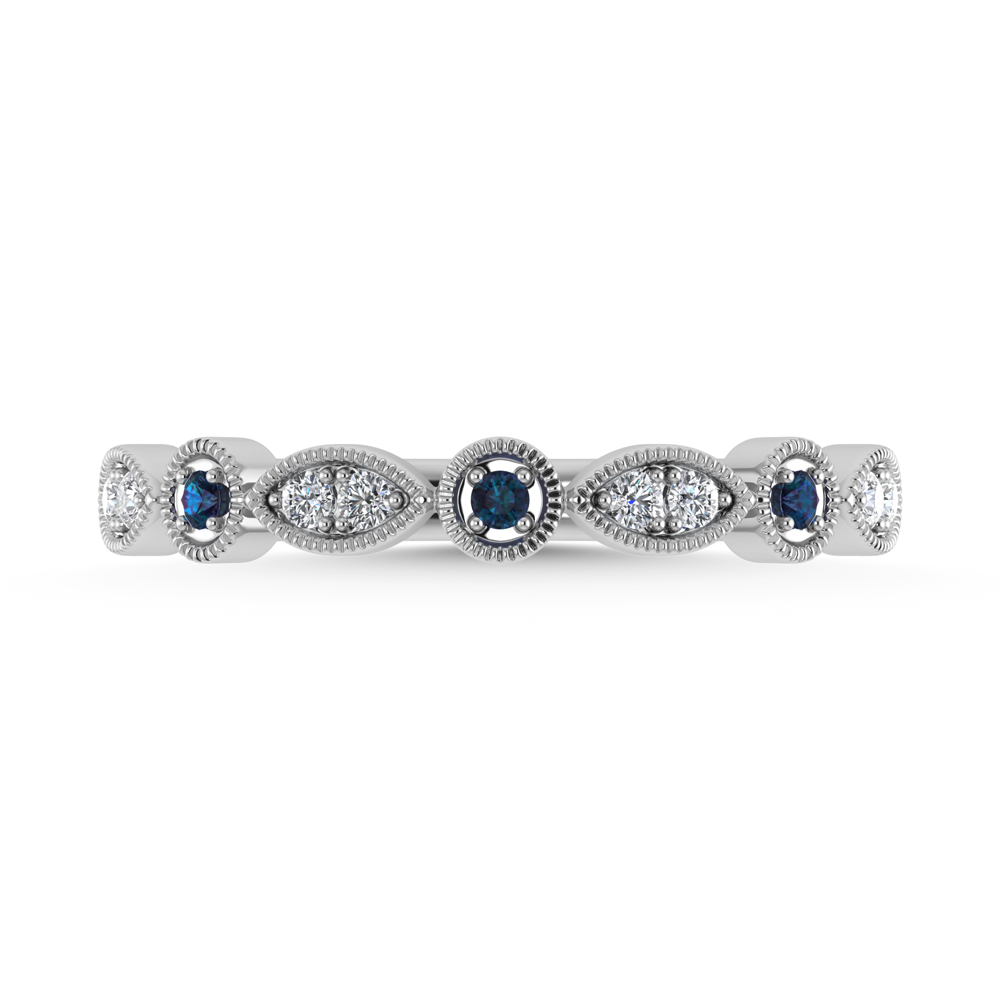 Diamond 1/4 Ct.Tw. And Alexandrite Band in 10K White Gold
