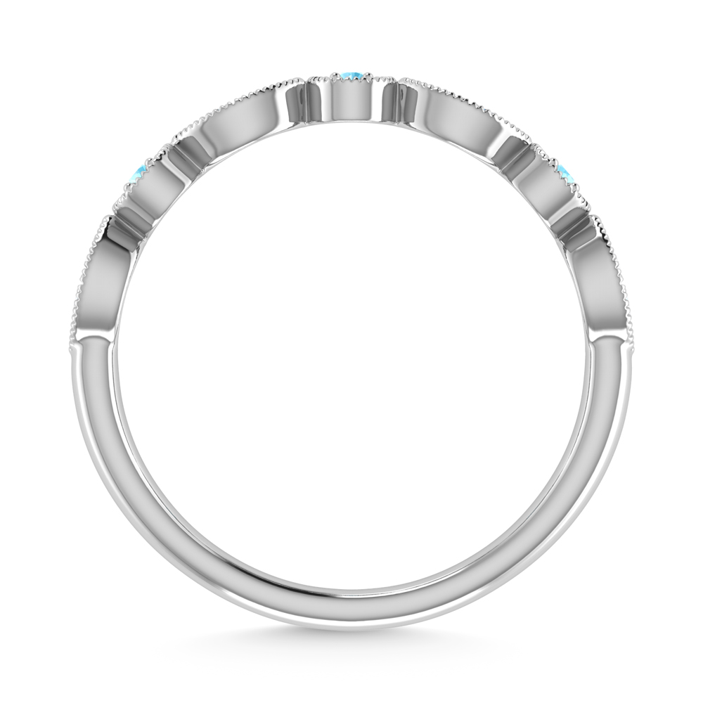 Diamond 1/8 Ct.Tw. And Aquamarine Ring in 10K White Gold