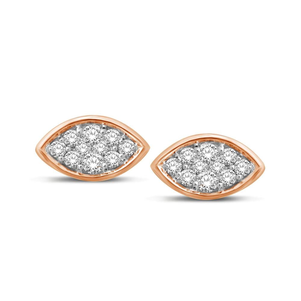 14K Rose Gold 1/5 Ct.tw Diamond Marquise Shape Flower Earrings
