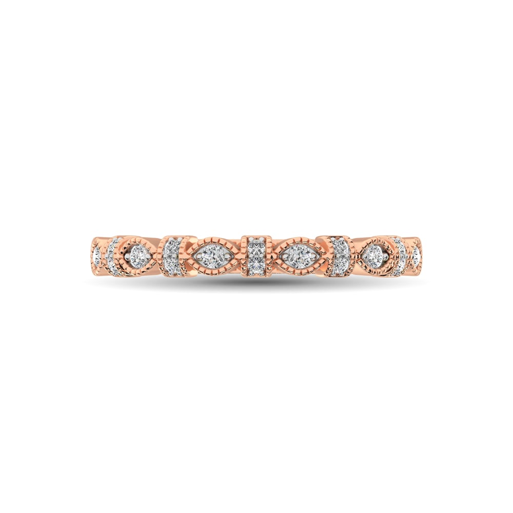 14K Rose Gold Marquise Frame 1/6 Ct.tw Diamond Band