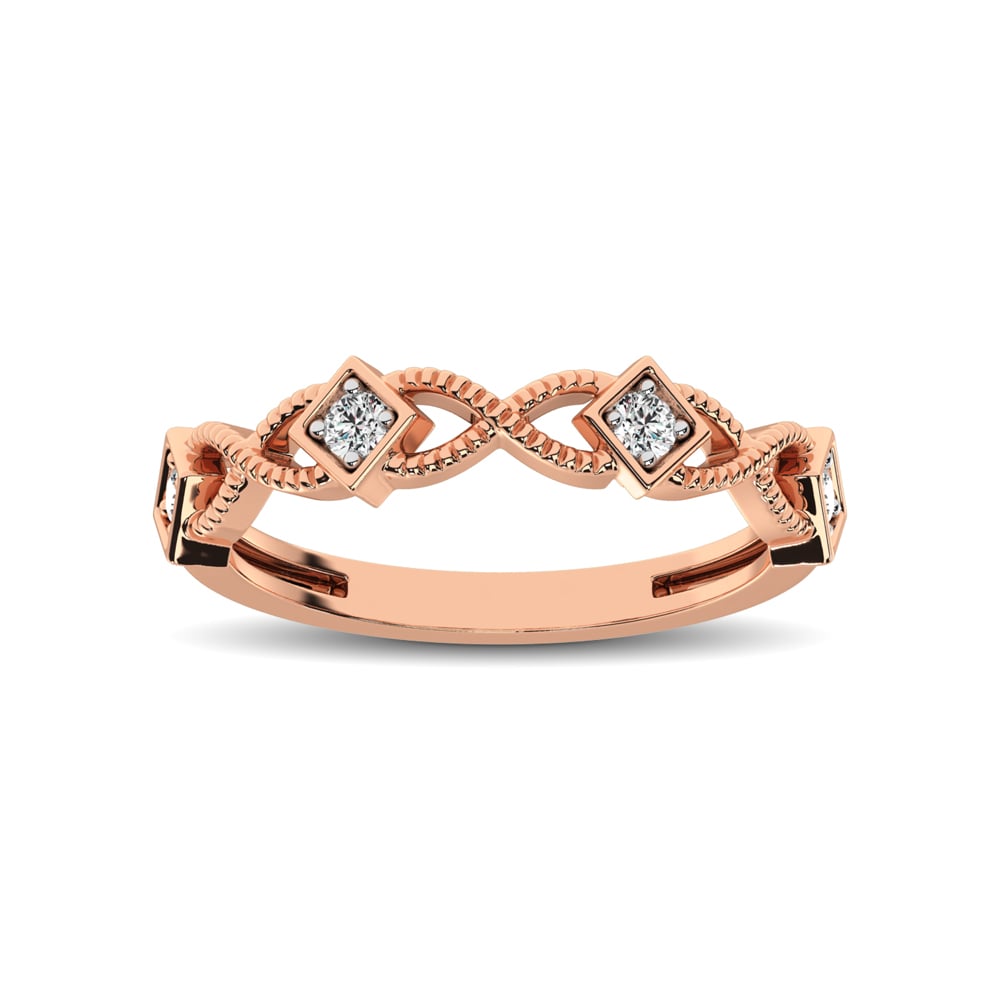 14K Rose Gold 1/8 Ct.tw Diamond Band