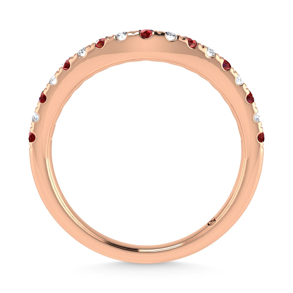 14K Rose Gold Ruby and Diamond 1/3 Ct.Tw. Ruby Curve Band