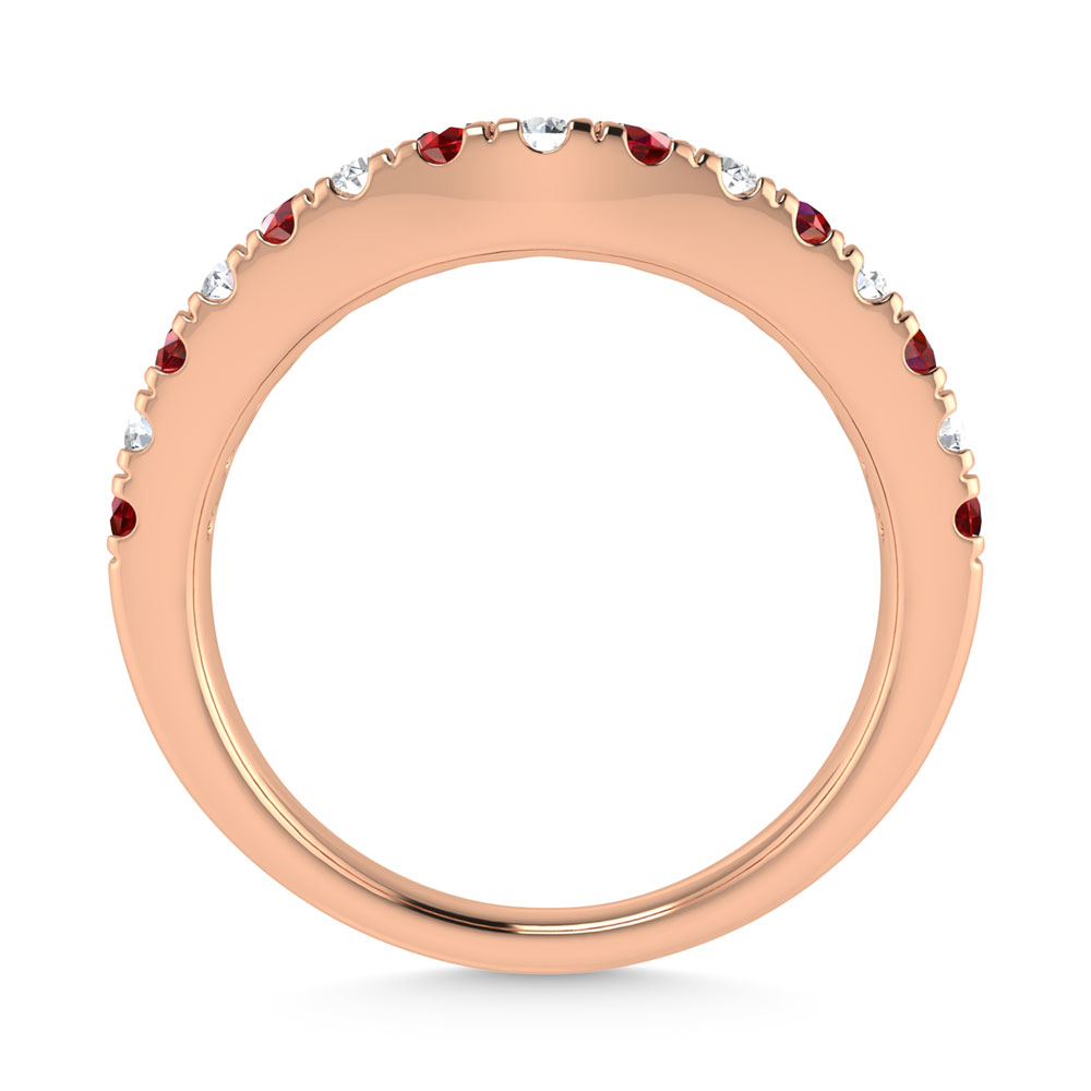 14K Rose Gold Ruby and Diamond 5/8 Ct.Tw. Ruby Curve Band