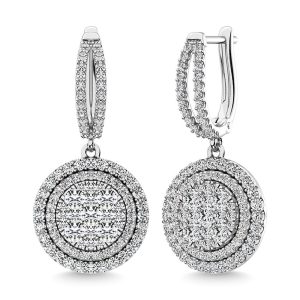 Diamond 2 1/10 Ct.Tw. Round Shape Dangler Earring in 14K White Gold