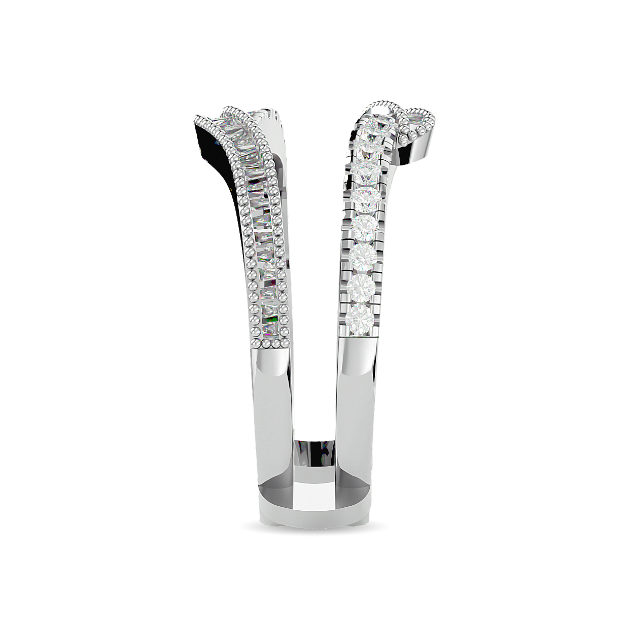 Diamond 1/2 Ct.tw Round and Tapper Guard Ring in 14K White Gold