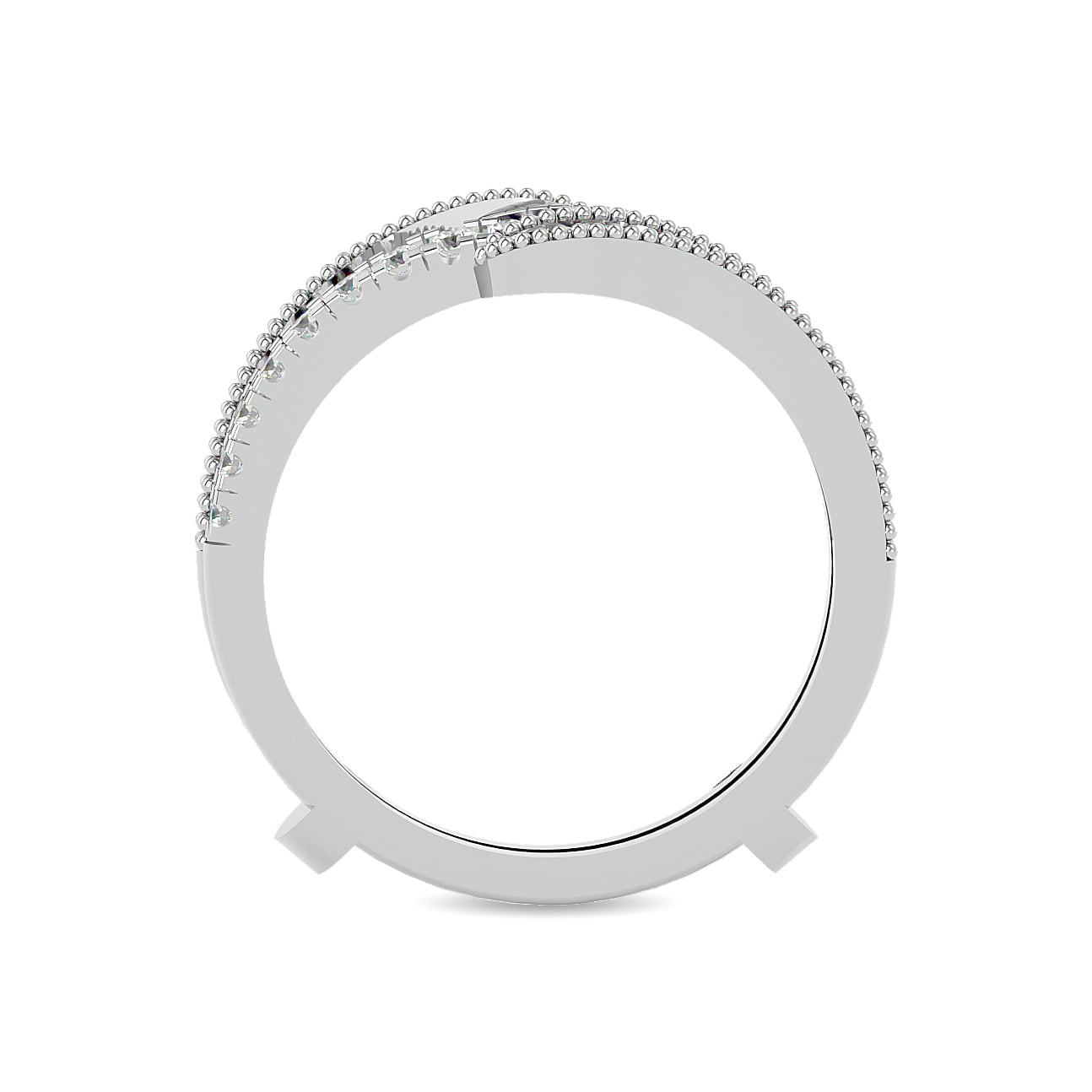 Diamond 1/2 Ct.tw Round and Tapper Guard Ring in 14K White Gold