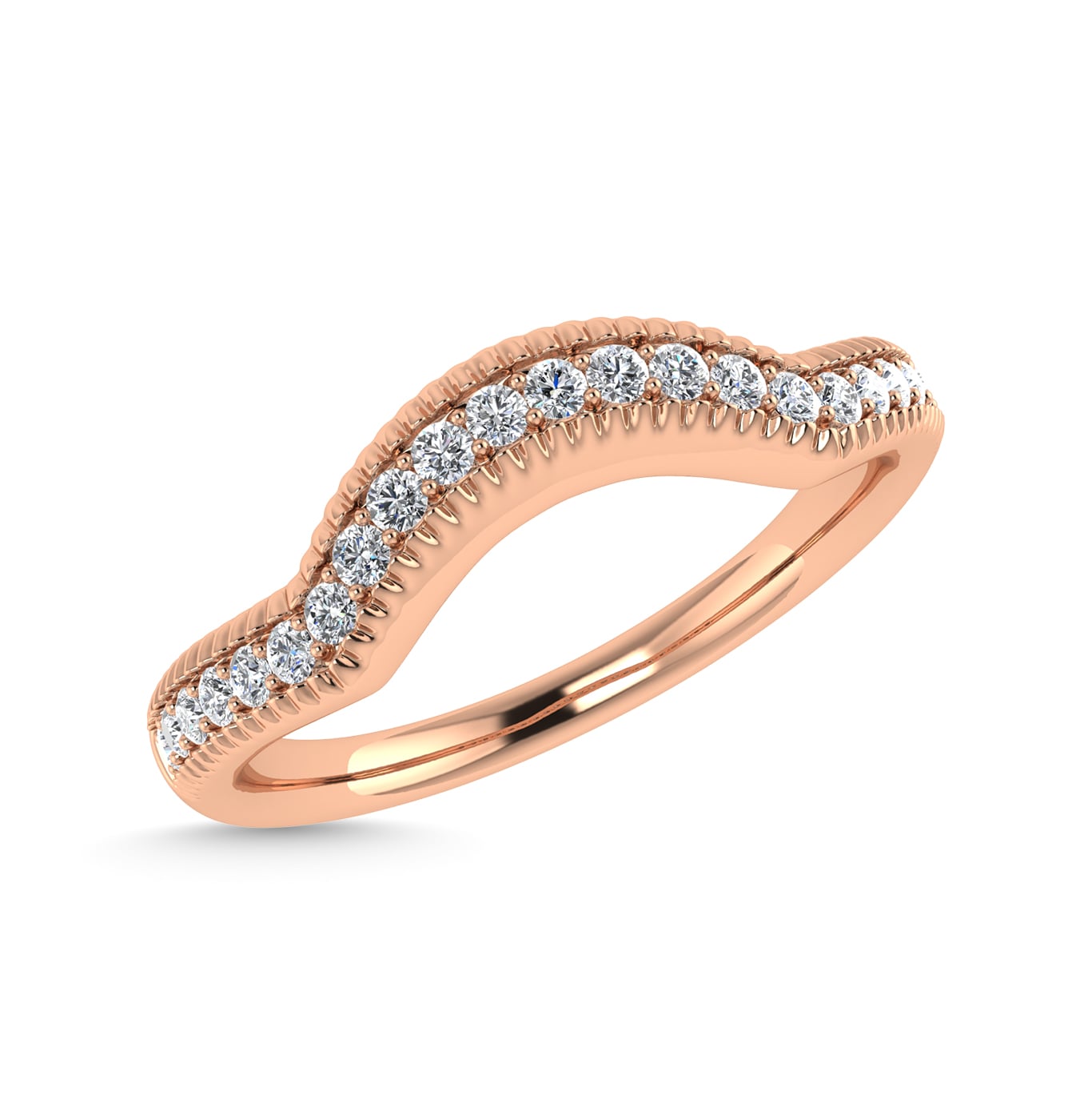 Diamond 1/10 Ct.Tw. Chevron Band in 14K Rose Gold