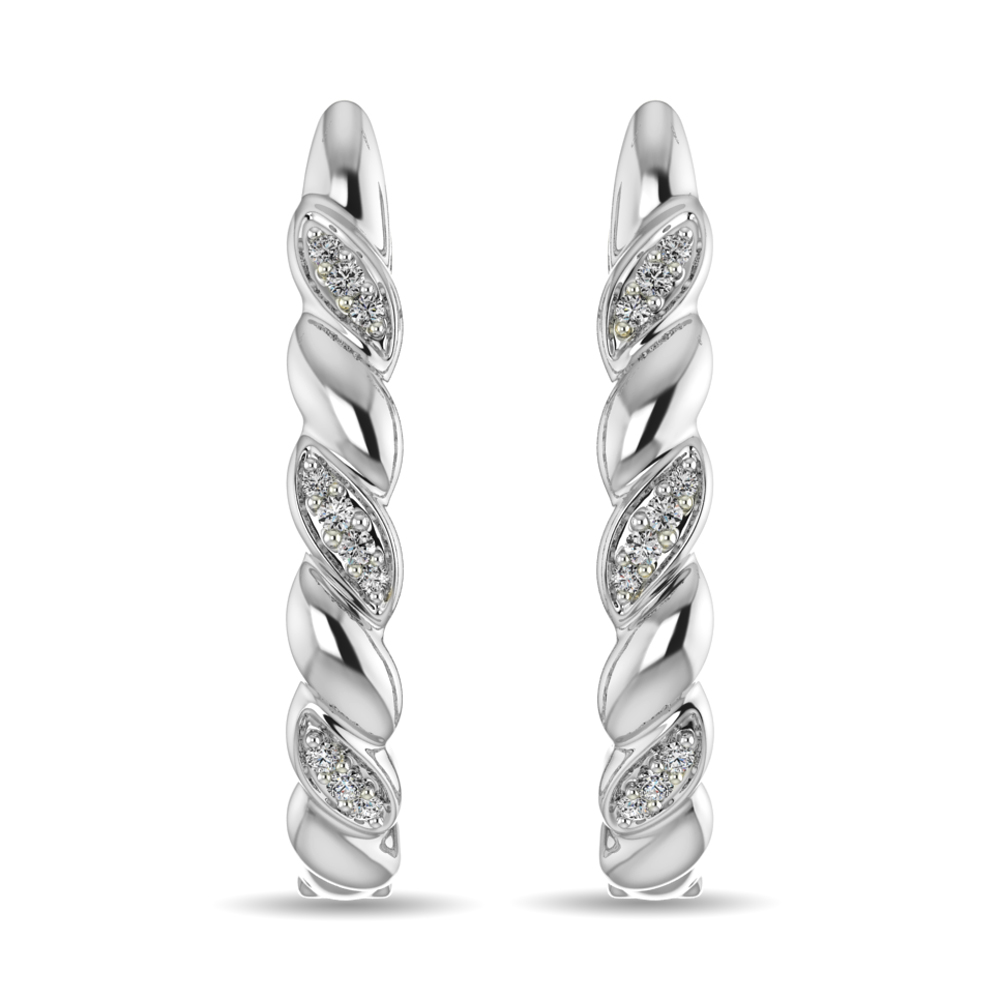 Diamond Hoop Earrings 1/10 Ct.tw in Sterling Silver