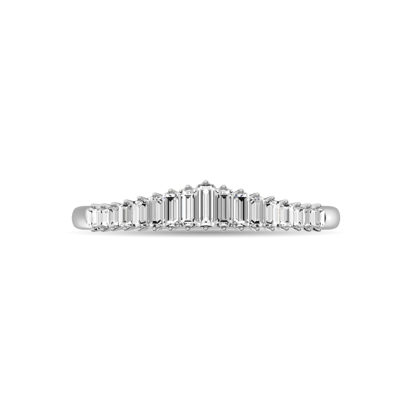 Diamond 1/5 Ct.tw Round and Baguette Anniversary Ring in 10K White Gold