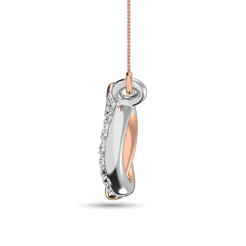 Diamond 1/20 Ct.tw Symatrical Oval Necklace in 10K Rose and White Gold