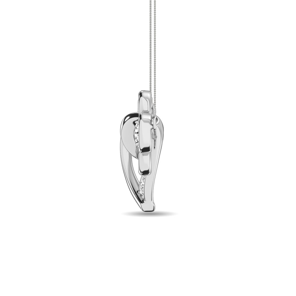 Diamond 1/20 Ct.tw Heart and Key Necklace in Sterling Silver