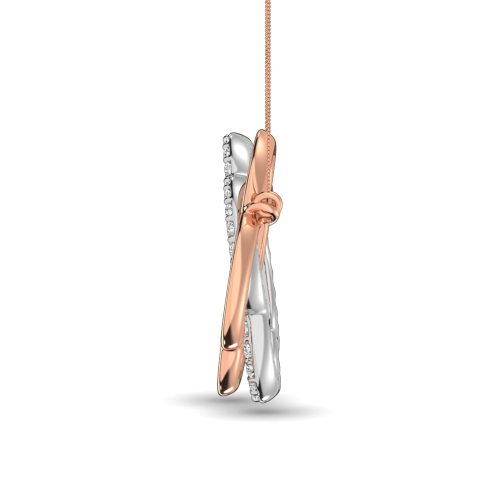 Diamond 1/6 Ct.tw Symatrical Flower Necklace in 10K Rose and White Gold