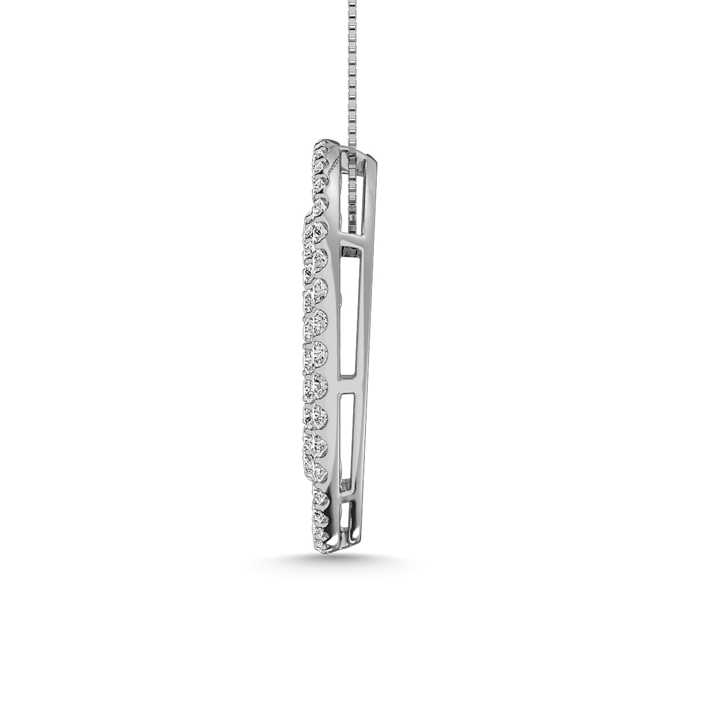 Diamond 1 Ct.Tw. Circle Round and Straight Baguette Fashion Pendant in 14K White Gold