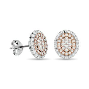 Diamond 5/8 Ct.Tw. Cluster Fashion Earrings in 14K Two Tone Gold