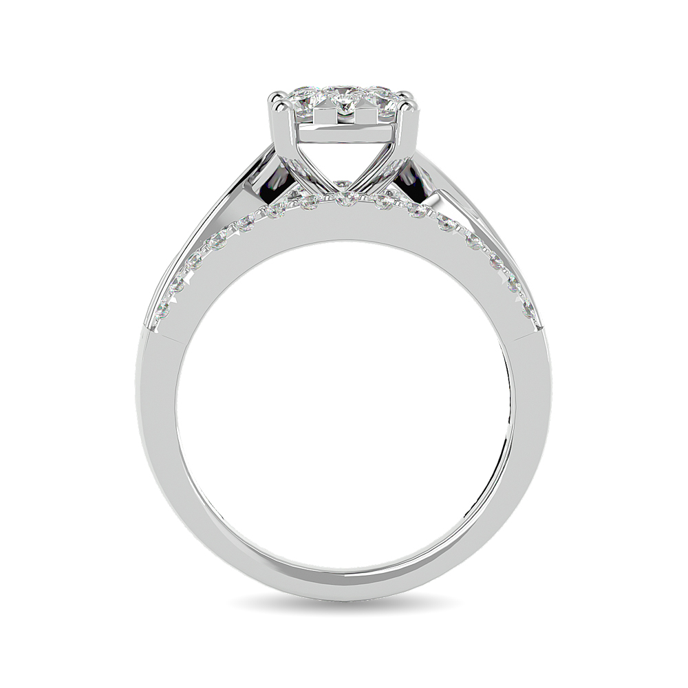 Diamond 1 Ct.tw Round Cut and Tapper Fashion Ring in 10K White Gold