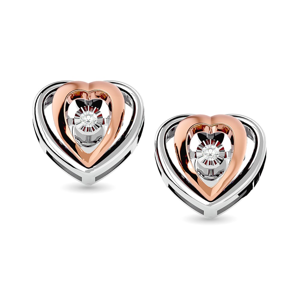 Diamond 1/20 Ct.tw Heart Earrings in 10K Two Tone Gold