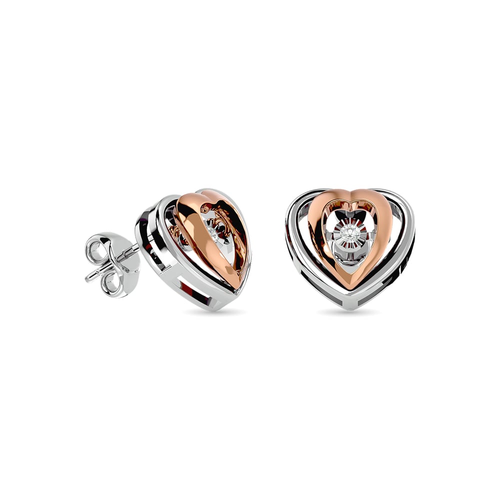 Diamond 1/20 Ct.tw Heart Earrings in 10K Two Tone Gold