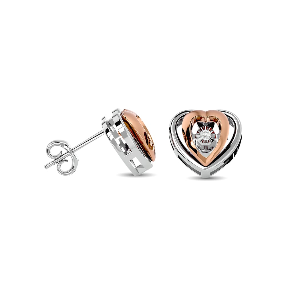 Diamond 1/20 Ct.tw Heart Earrings in 10K Two Tone Gold