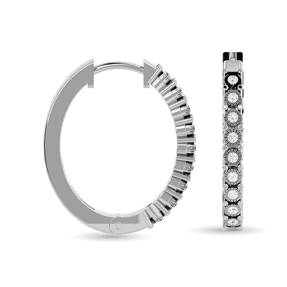 Diamond Hoop Earrings 1/8 Ct.tw in Sterling Silver