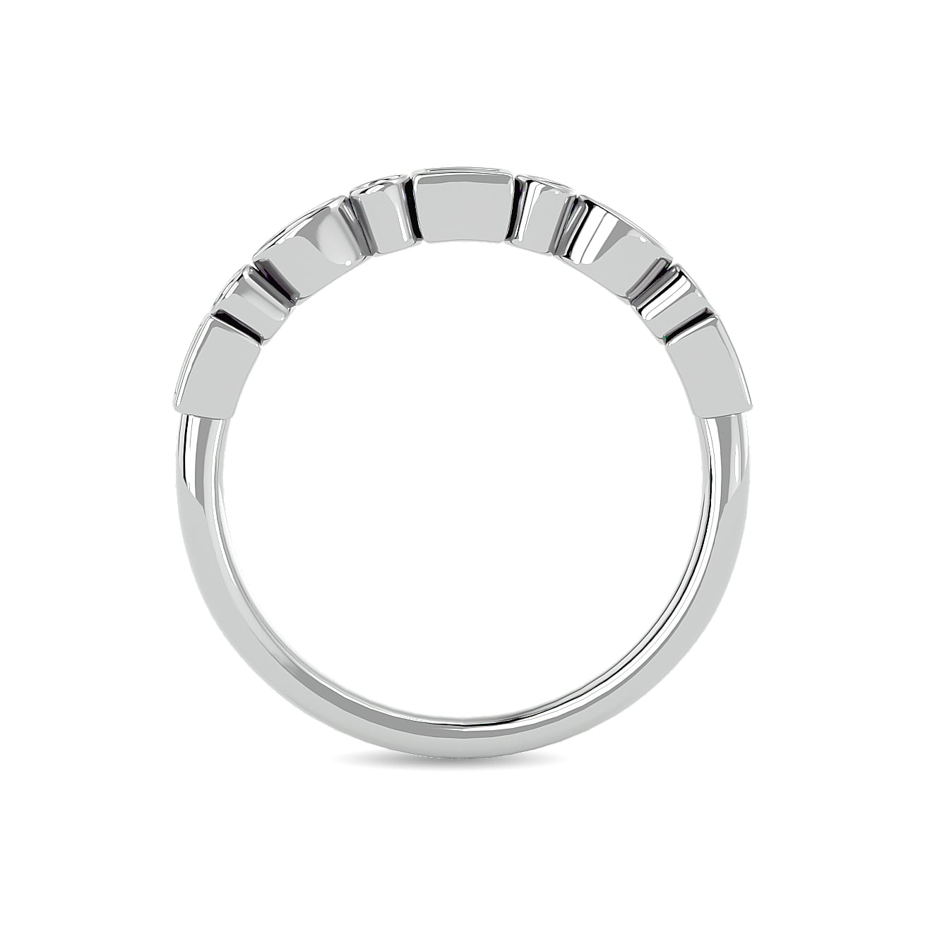 Diamond 1/5 Ct.tw Round and Straight Baguette Stackable Ring in 14K White Gold