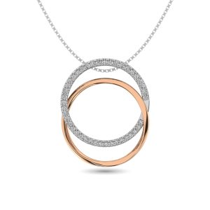 Diamond 1/6 Ct.tw Round Shape Pendant in 14K Two Tone Gold