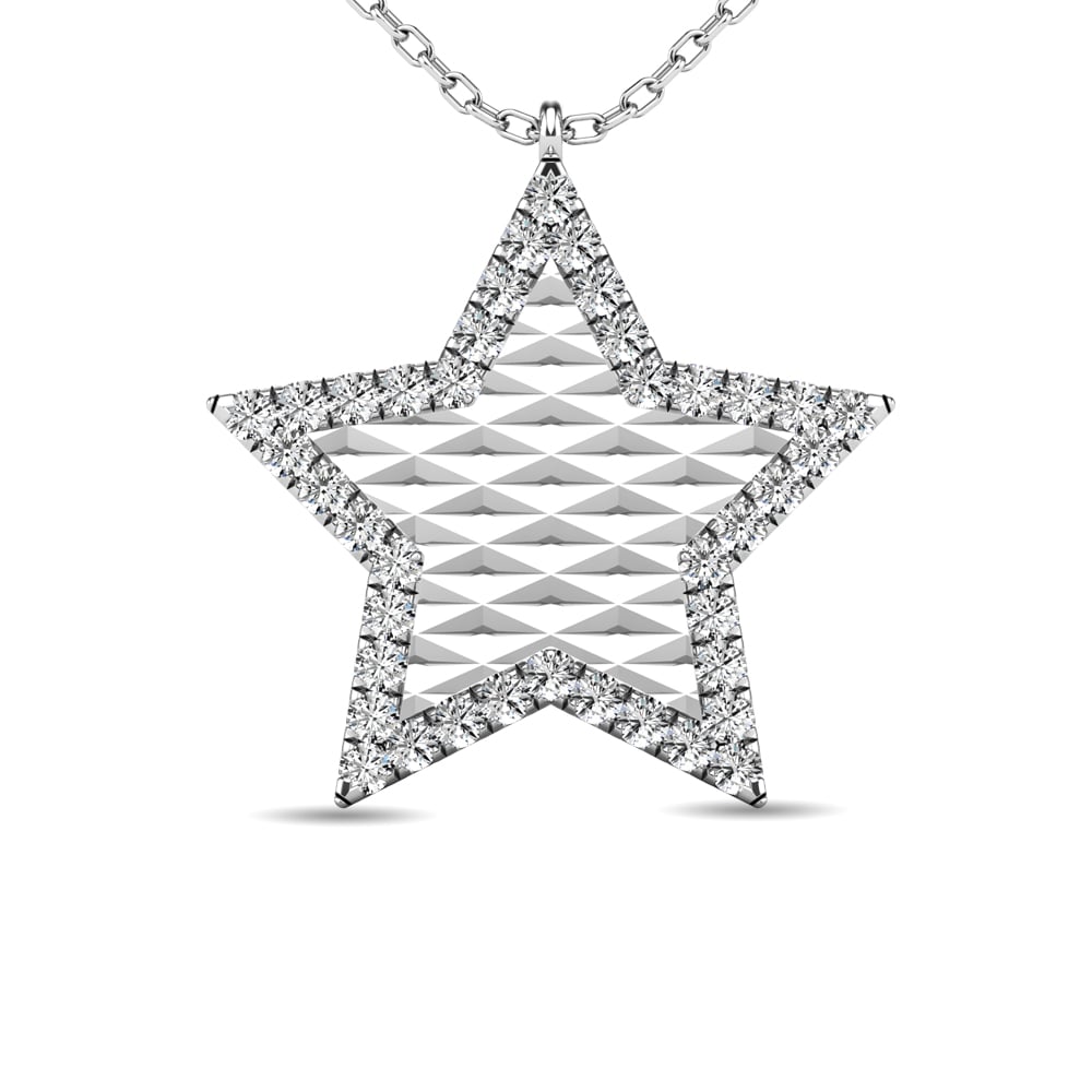 Diamond 1/10 Ct.tw Texture Pendant in 10K White Gold