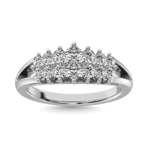Diamond 1/2 Ct.tw Round Cut Pyramid Ring in 14K White Gold