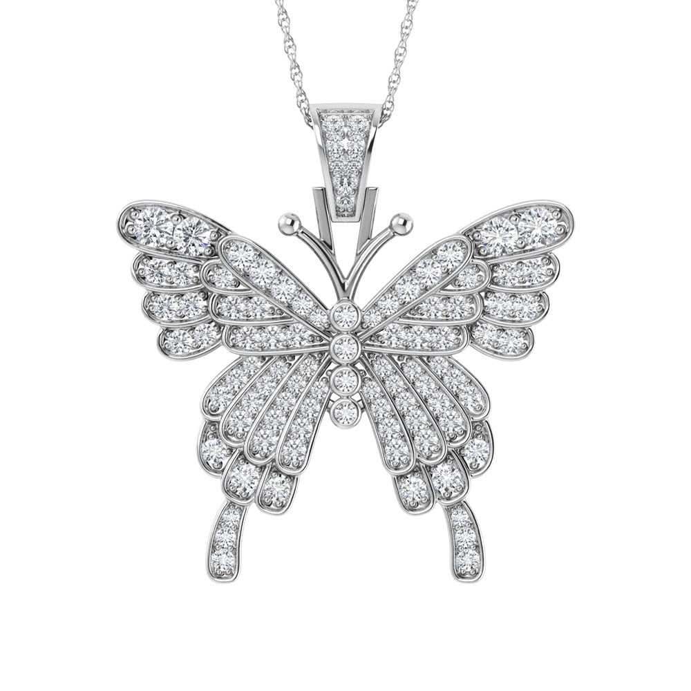 Diamond 5/8 Ct.Tw. Butterfly Pendant in 10K White Gold
