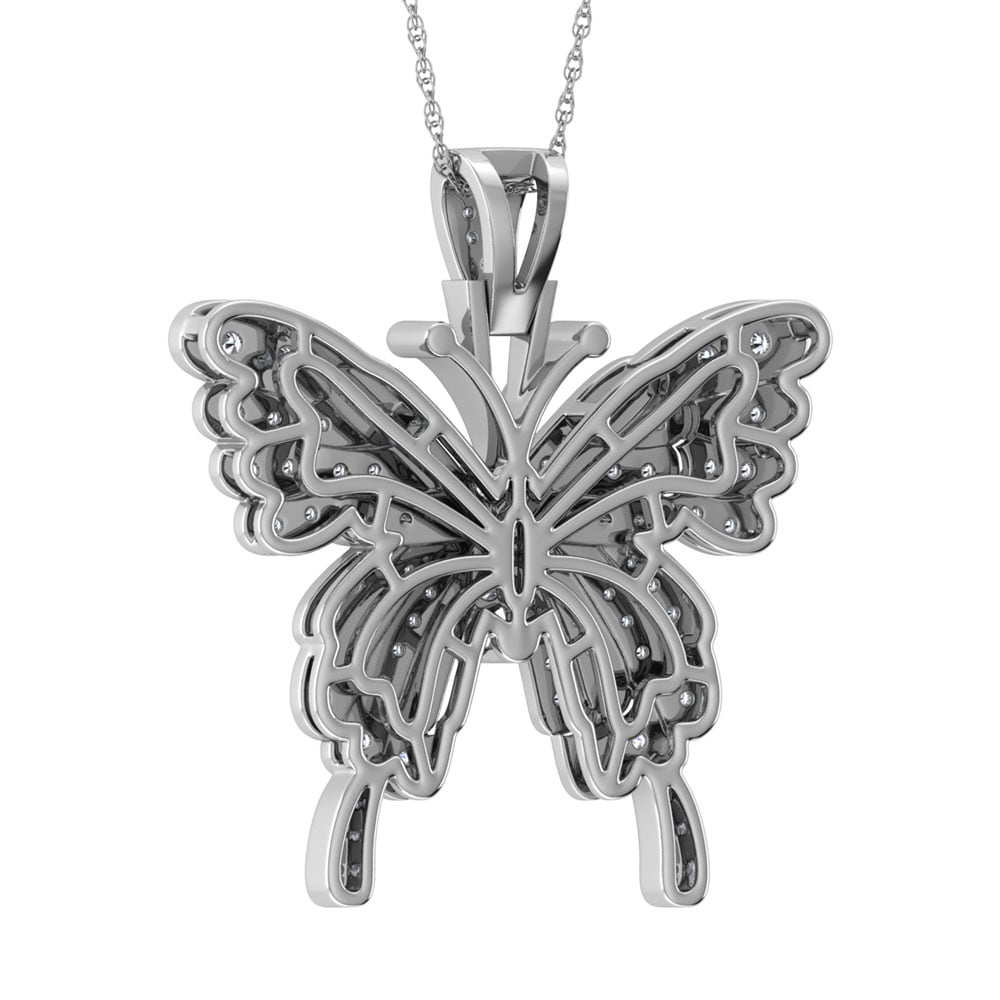 Diamond 5/8 Ct.Tw. Butterfly Pendant in 10K White Gold