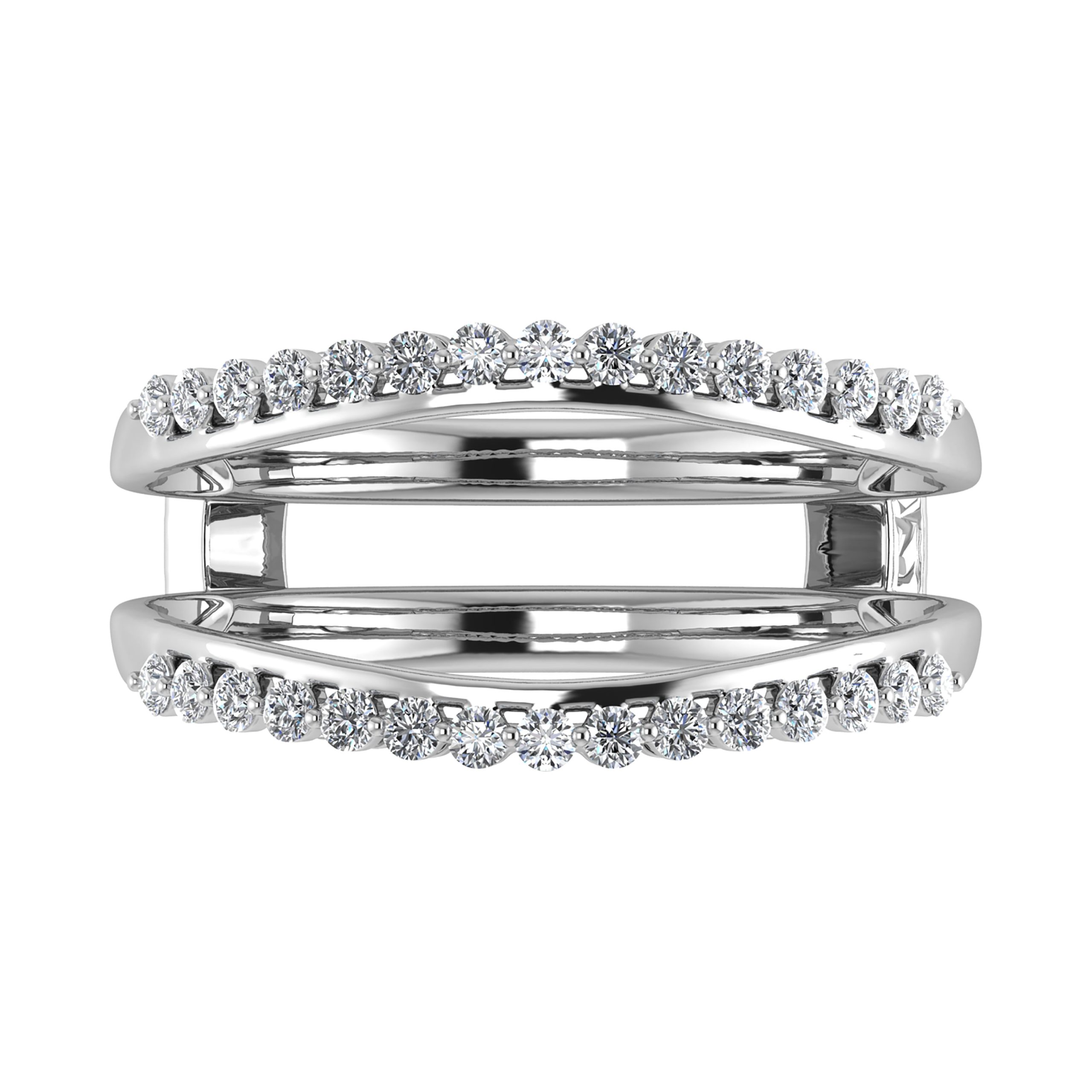 10K White Gold 1/4 Ct.Tw. Diamond Chevron Guard Ring