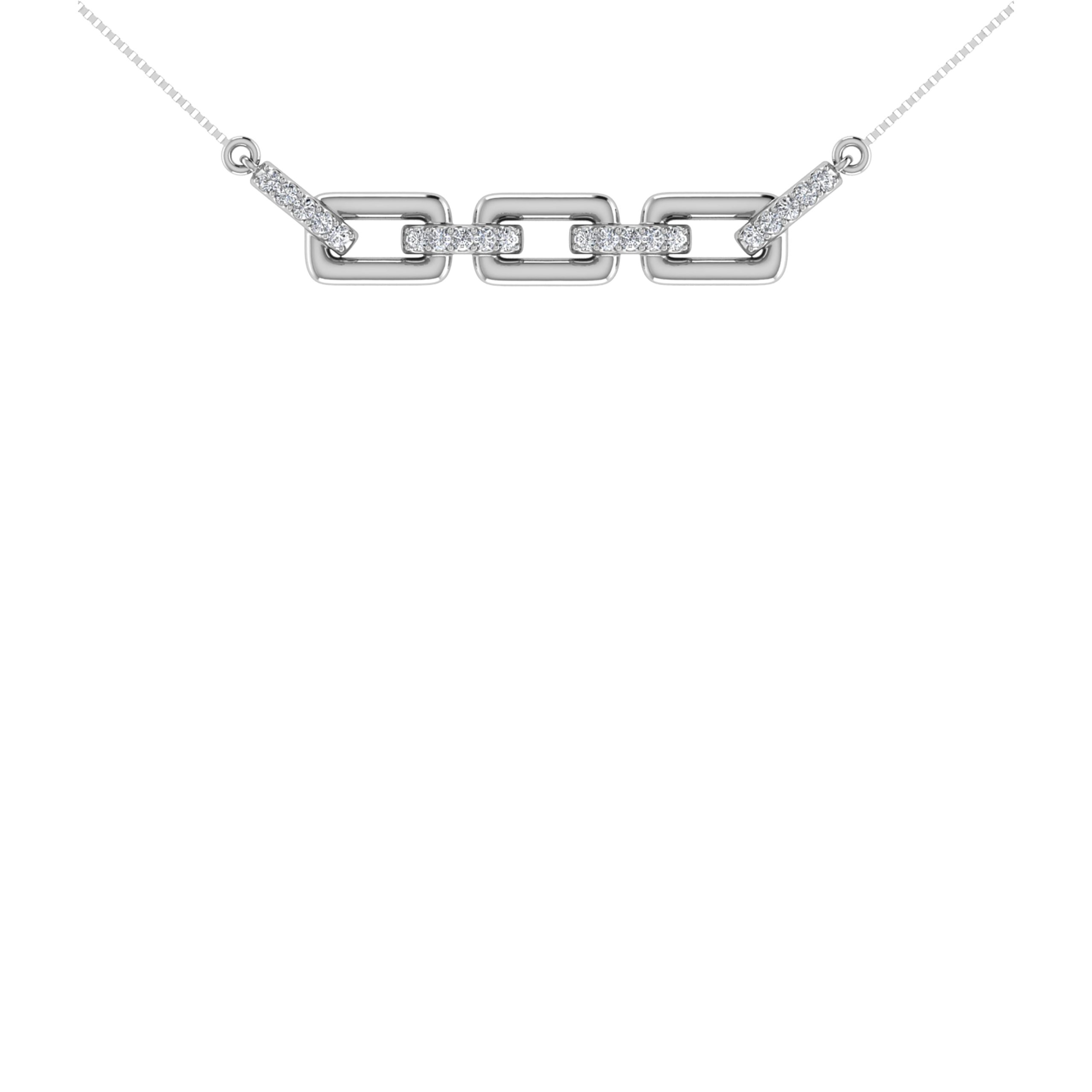 10K White Gold 1/10 Ct.Tw. Diamond Cuban Link Necklace