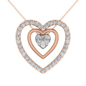 14K Rose Gold 1/2 Ct.Tw. Diamond Double Heart Pendant