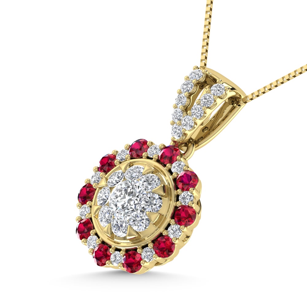 Diamond 7/8 Ct.Tw. And Blue Sapphire Fashion Pendant in 14K Yellow Gold