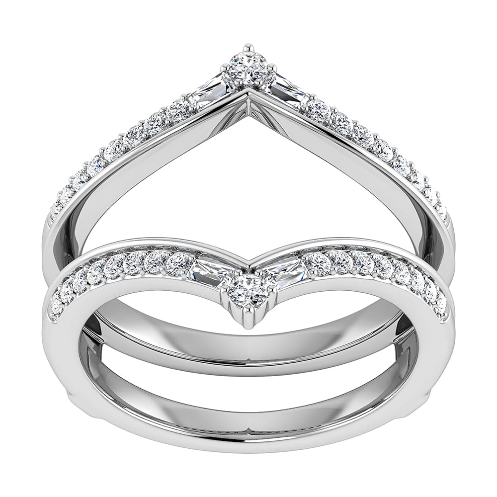 Diamond 1/3 Ct.Tw. Chevron Guard Ring in 14K White Gold