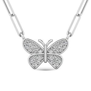 Diamond 1/10 Ct.Tw. Butterfly Pendant in 925 Silver