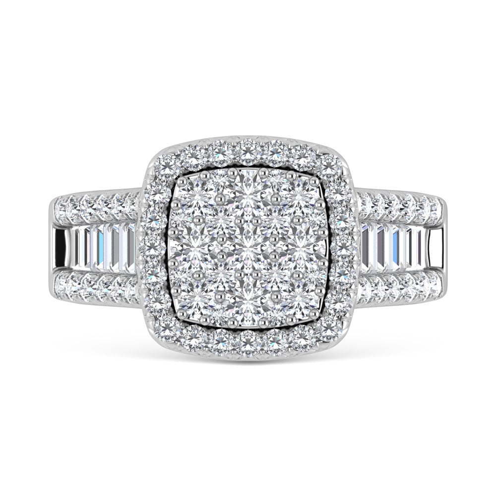 Diamond 2 Ct.Tw. Round and Tapper Engagement Ring in 14K White Gold