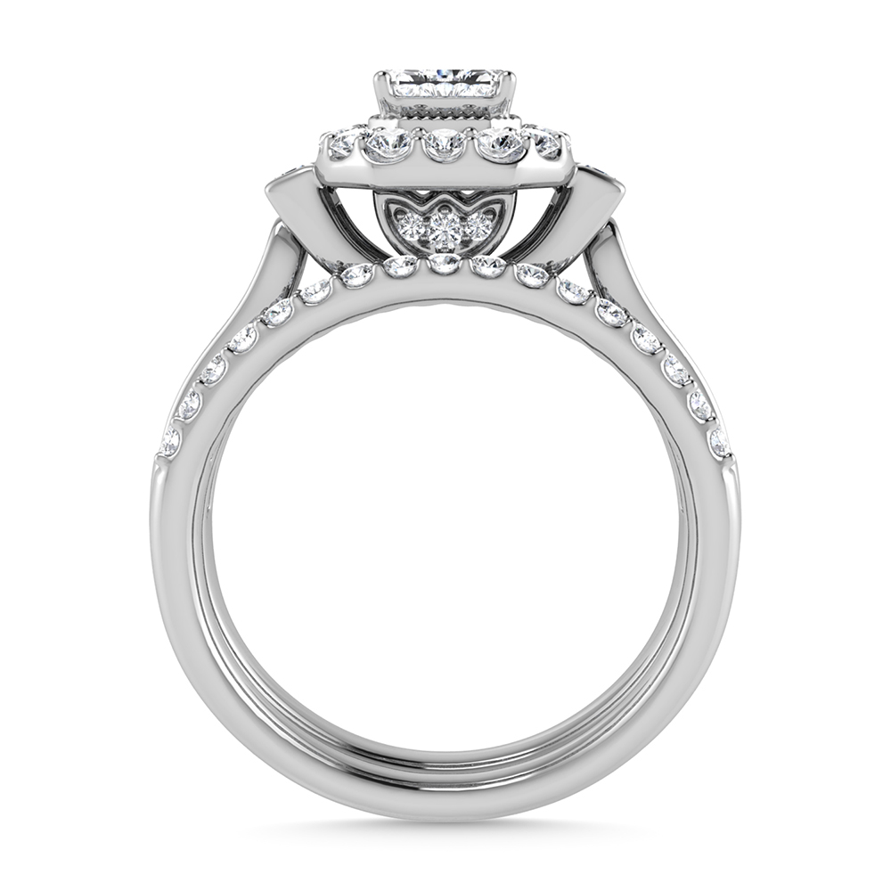 14K White Gold Diamond 1 Ct.Tw. Emerald Shape Bridal Ring