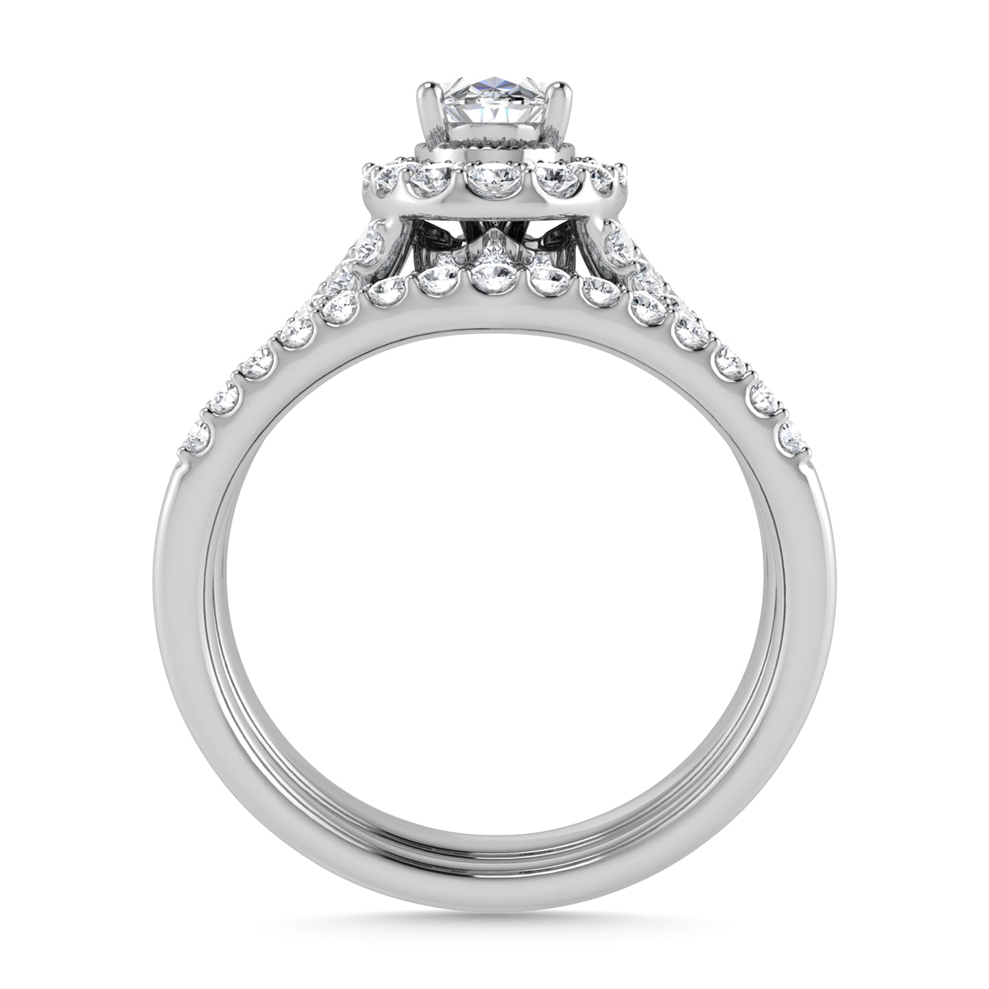 14K White Gold Diamond 1 Ct.Tw. Oval Shape Bridal Ring