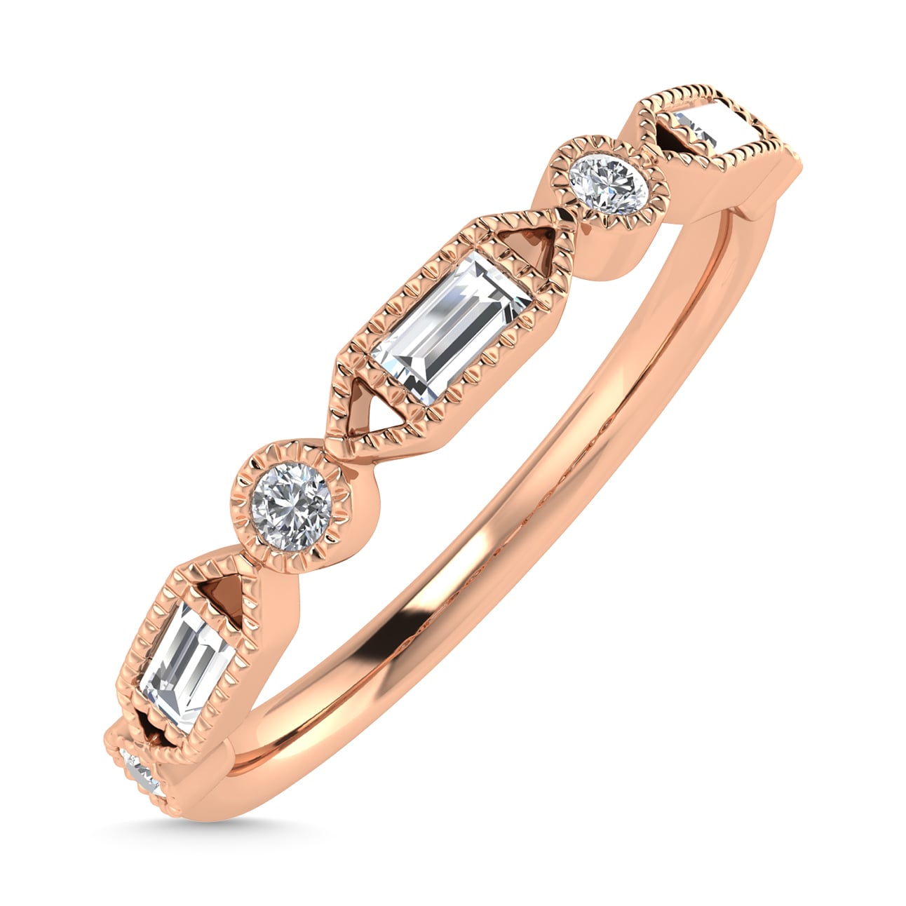 Diamond 1/6 Ct.Tw. Stack Band in 10K Rose Gold
