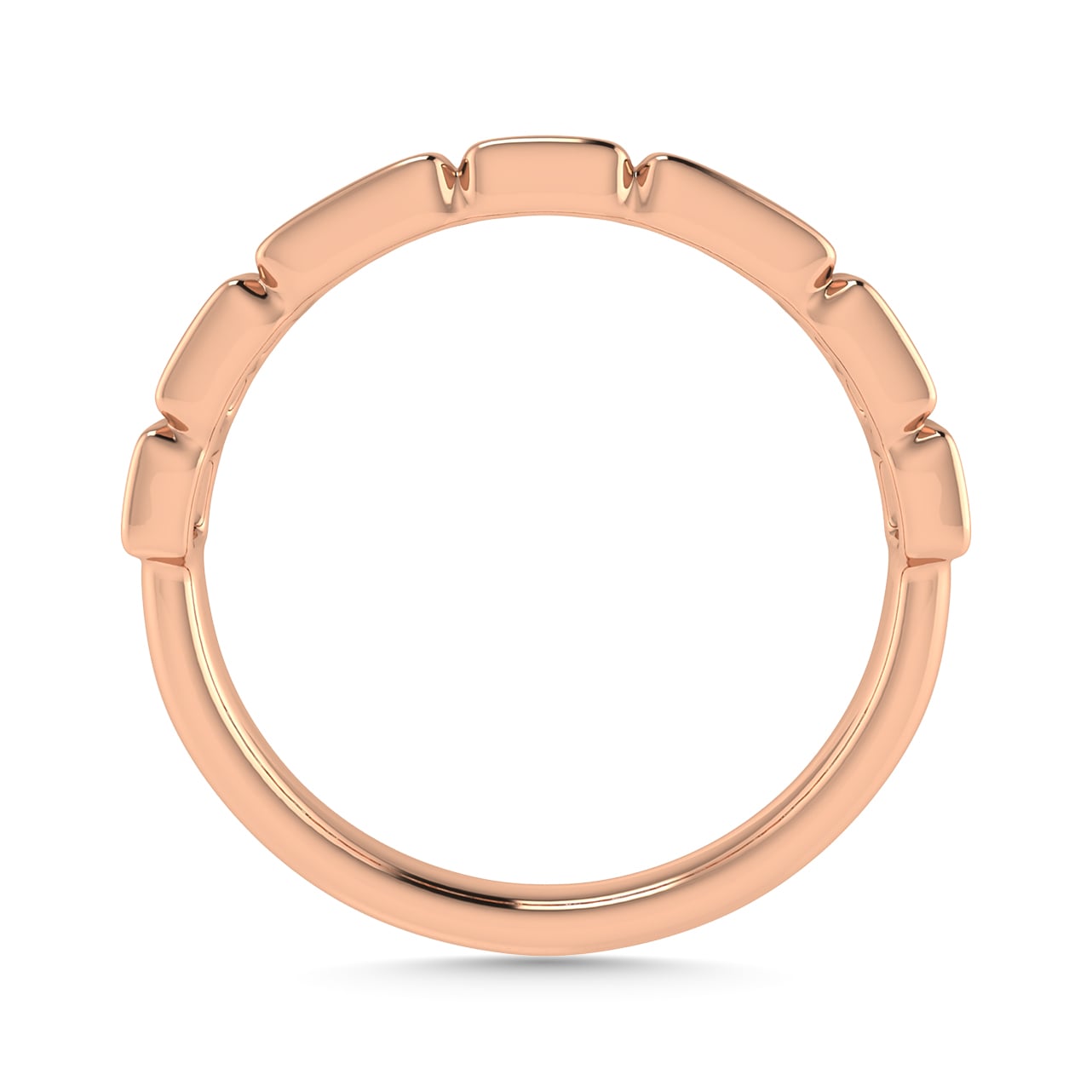 Diamond 1/5 Ct.Tw. Round and Straight Baguette Stack Band in 14K Rose Gold