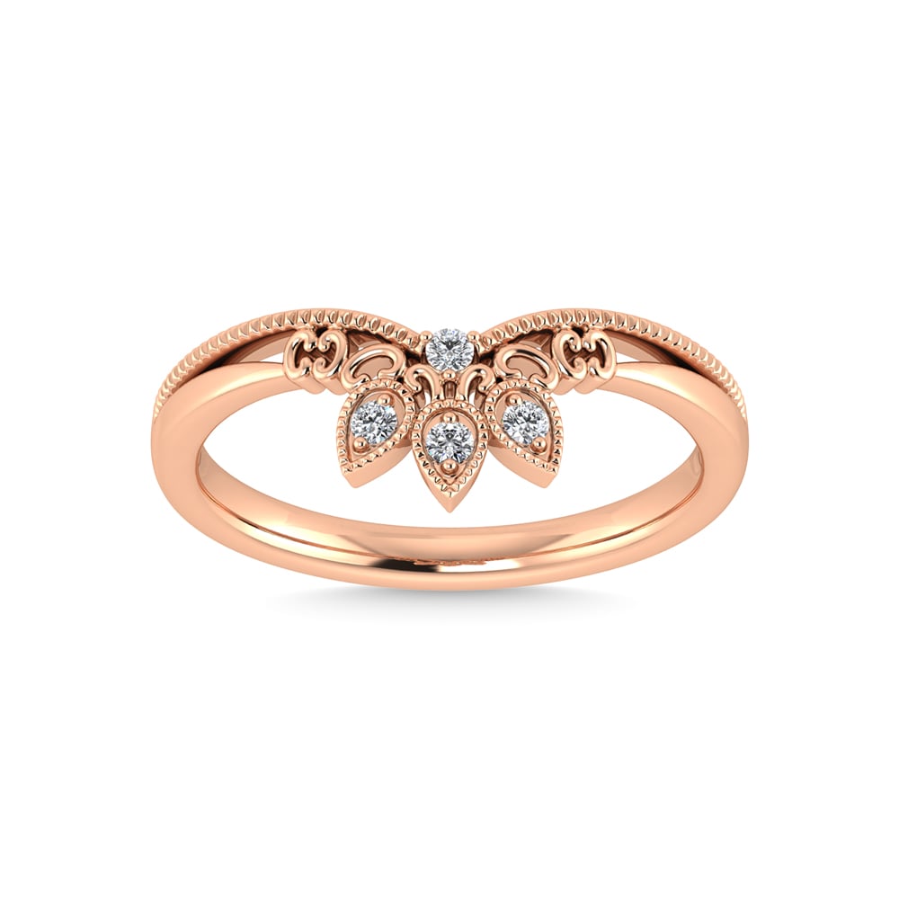 10K Rose Gold Diamond 1/20 Ct.Tw. Chevron Band