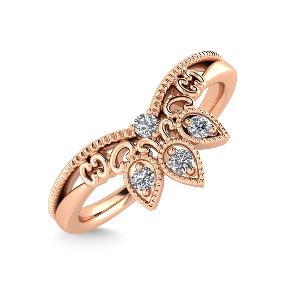 10K Rose Gold Diamond 1/20 Ct.Tw. Chevron Band