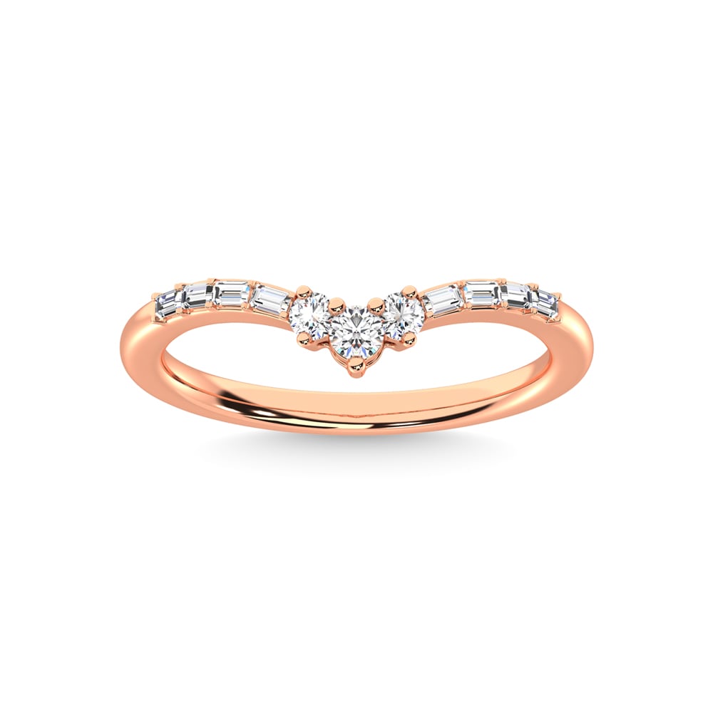 14K Rose Gold Diamond 1/6 Ct.Tw. Chevron Band