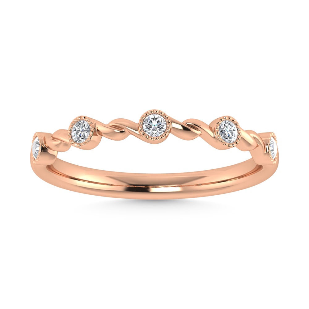 10K Rose Gold Diamond 1/10 Ct.Tw. Stackable Band