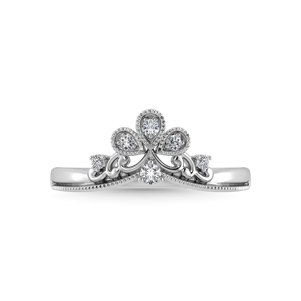10K White Gold Diamond 1/10 Ct.Tw. Curve Band