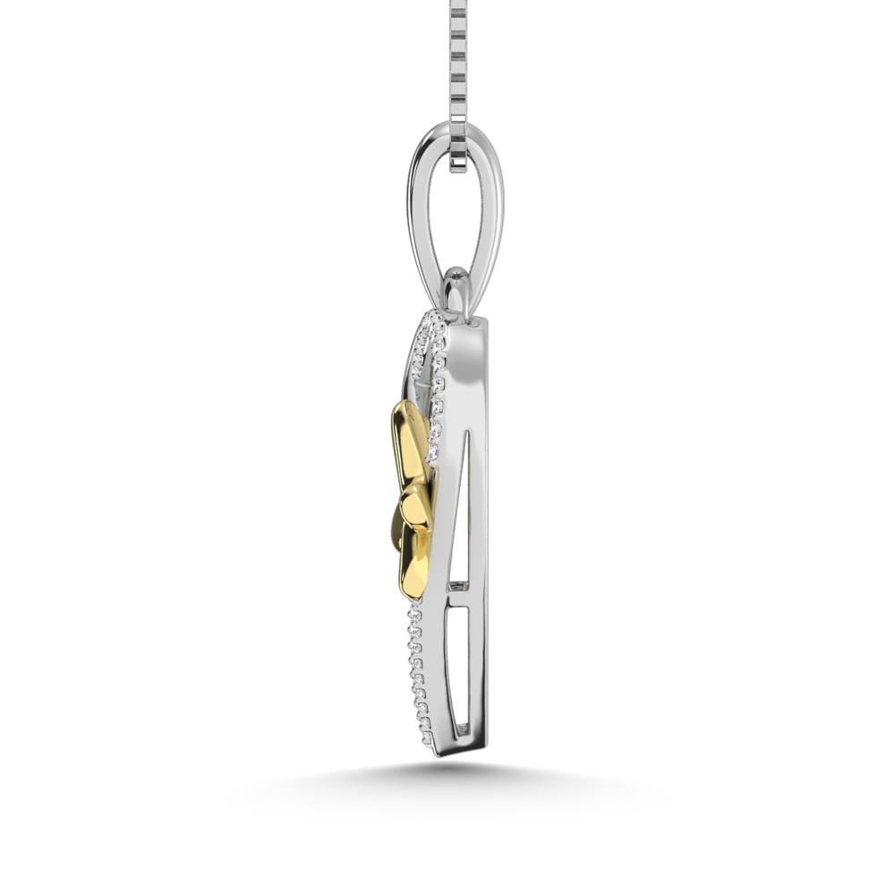 Diamond Accent Heart Pendant in Sterling Silver and 10K Yellow Gold 1/20 cts