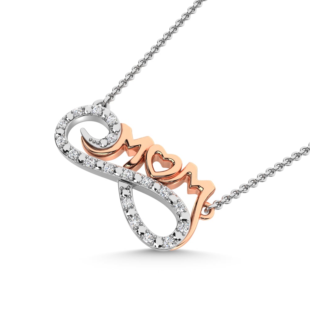 Diamond Accent MOM Pendant in Sterling Silver and 10K Yellow Gold 1/20 cts