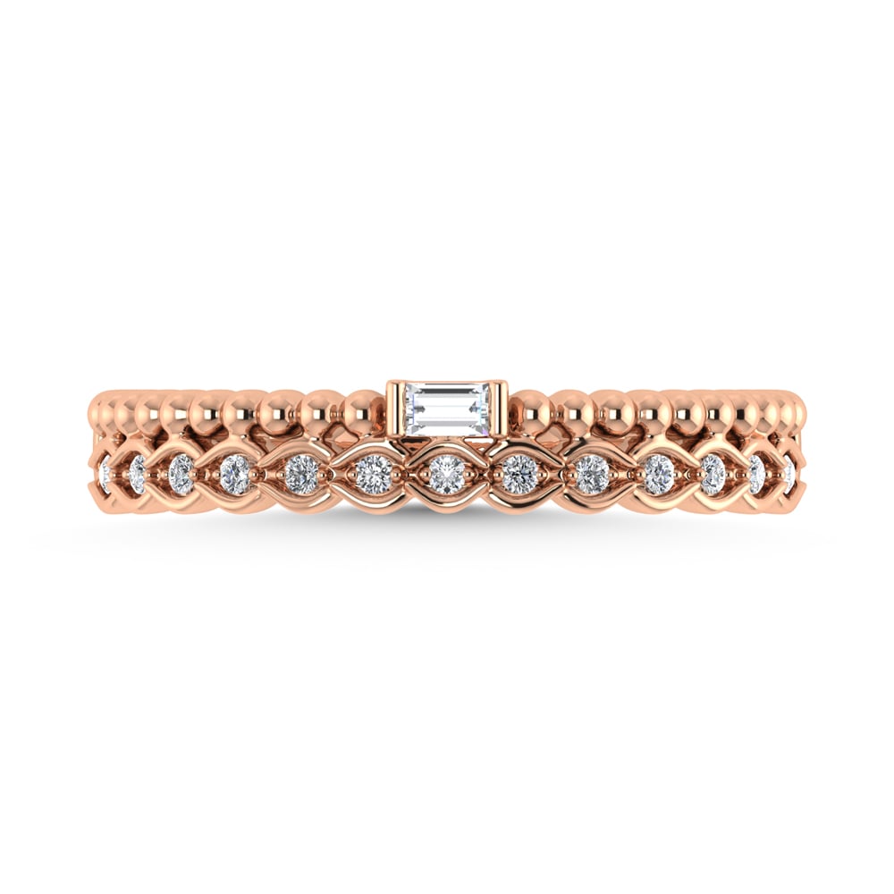 14K Rose Gold Diamond 1/10 Ct.Tw. Stackable Band